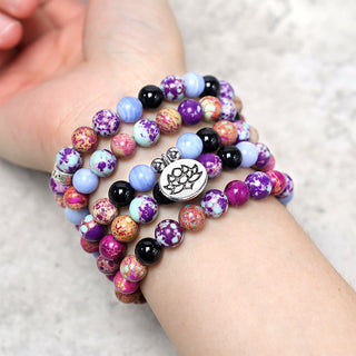 Buddha Gift Natural Purple Miano Real Stone Lotus Mala