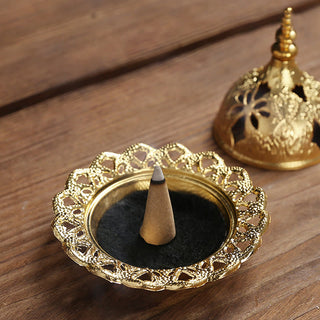 Buddha Gift Gold Gourd Star Feather Spiritual Meditation Mini Alloy Metal Incense Burner