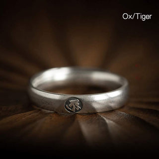 Buddha Gift 925 Sterling Silver Chinese Zodiac Natal Buddha Blessing Couple Ring