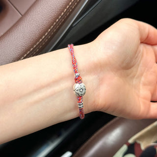 Buddha Gift 999 Sterling Silver Persimmon Luck Multicolored Braided Bracelet
