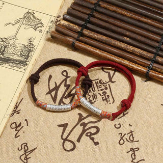 Buddha Gift Handmade 999 Sterling Silver Om Mani Padme Hum Protection Rope Bracelet