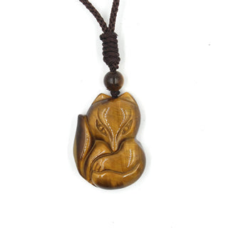 Buddha Gift Natural Black Obsidian Tiger Eye Ice Obsidian Fox Pendant Amulet Necklace