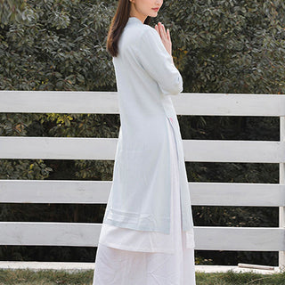 Buddha Gift 2Pcs Lotus Pattern Tai Chi Meditation Yoga Cotton Linen Clothing Top Pants Women's Set