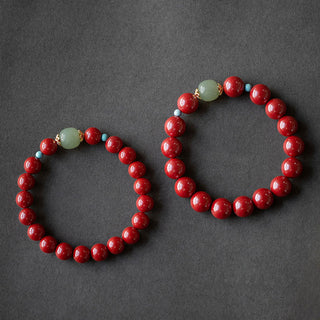 Buddha Gift Cinnabar Green Aventurine Fortune Luck Bracelet