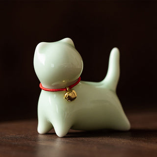 Buddha Gift Mini Small Cute Cat Tea Pet Ceramic Home Desk Figurine Decoration
