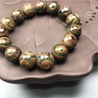 Buddha Gift Three-eyed Dzi Bead Sardonyx Luck Bracelet