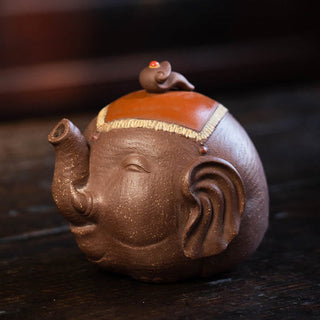 Buddha Gift Cute Elephant Auspicious Clouds Purple Clay Ceramic Teapot