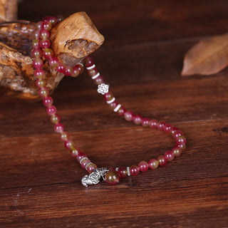 Buddha Gift Natural Watermelon Tourmaline PiXiu Elephant Positive Triple Wrap Bracelet