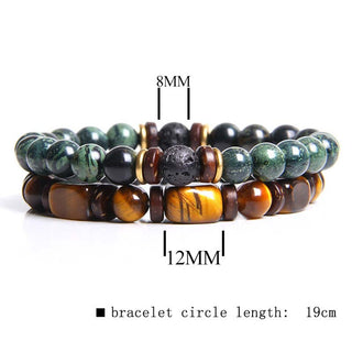 Buddha Gift 2PCS Healing Crystal Emperor Stone Tiger Eye Bead Bracelet
