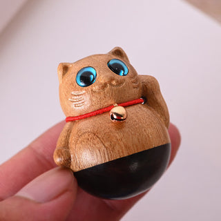 Buddha Gift Mini Lucky Cat Kitten Phoebe Zhennan Wood Blessing Decoration