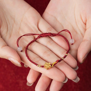 Buddha Gift Handmade 925 Sterling Silver Cherry Blossoms Sakura Chalcedony Luck Bracelet