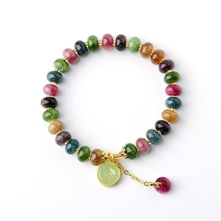Buddha Gift Colorful Tourmaline Cute Flower Rabbit Charm Love Bracelet