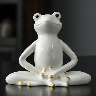 Buddha Gift Meditating Ceramic Zen Frog Statue Decoration