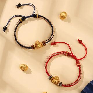 Buddha Gift 925 Sterling Silver Baby Dragon Luck Strength Handmade Braided Bracelet