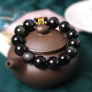 Buddha Gift Rainbow Obsidian Om Mani Padme Hum Swastika Positive Bracelet