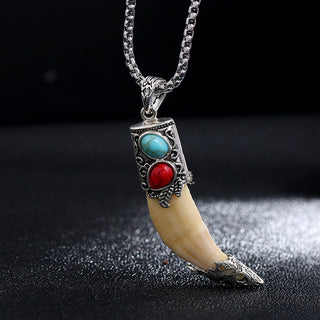Buddha Gift Imitation Wolf Tooth Titanium Steel Balance Necklace Pendant