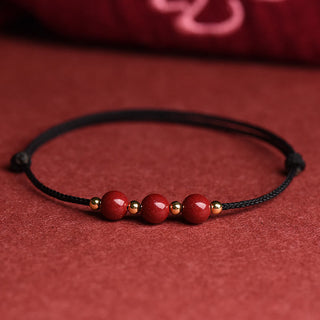 Buddha Gift Natural Lucky Cinnabar Bead Blessing String Bracelet Anklet