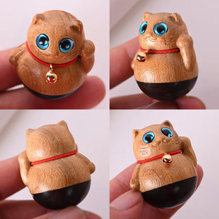 Buddha Gift Mini Lucky Cat Kitten Phoebe Zhennan Wood Blessing Decoration