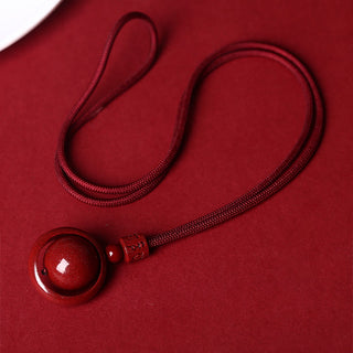 Buddha Gift Cinnabar Om Mani Padme Hum PiXiu Blessing Lucky Bead Necklace Pendant
