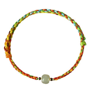 Buddha Gift Colorful Rope Luck Jade Bead Abundance Bracelet