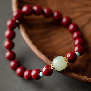 Buddha Gift Cinnabar Green Aventurine Fortune Luck Bracelet