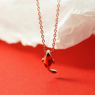 Buddha Gift Copper Koi Fish Wealth Necklace Pendant Red Rope Bracelet Earrings Set