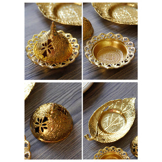 Buddha Gift Tibetan Gold Mini Leaf Coaster Meditation Incense Burner