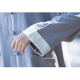 Buddha Gift 2Pcs Frog-Button Long Sleeve Shirt Top Pants Meditation Zen Tai Chi Cotton Linen Clothing Women's Set