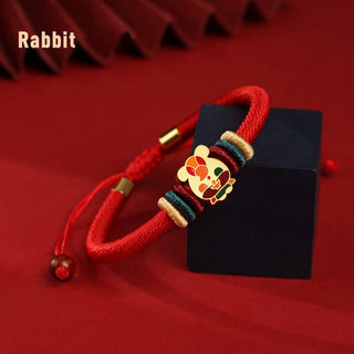 Buddha Gift Handmade 925 Sterling Silver Year of the Dragon Cute Chinese Zodiac Luck Braided Red Bracelet