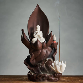 Buddha Gift Lotus Buddha Avalokitesvara Enlightenment Purple Clay Incense Burner Decoration