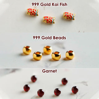 Buddha Gift 999 Gold Koi Fish Natural Garnet Protection Bracelet