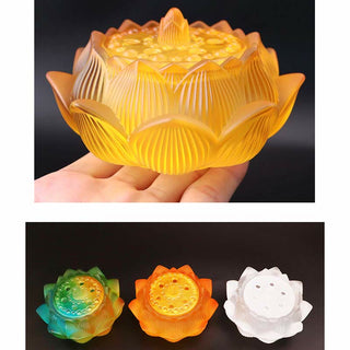Buddha Gift Lotus Liuli Crystal Healing Meditation Incense Burner