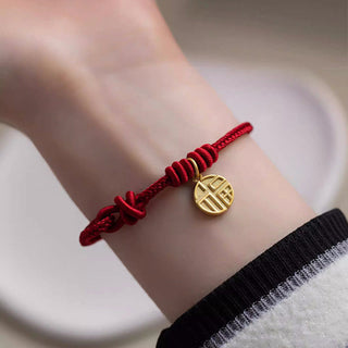 Buddha Gift Handmade Eight Thread Peace Knot Fu Character Charm Luck Happiness Red Rope Bracelet