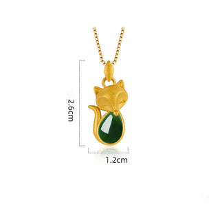 Buddha Gift Green Chalcedony Fox Pattern Courage Necklace Pendant