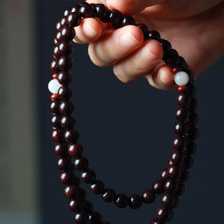 Buddha Gift Tibetan Small Leaf Red Sandalwood Lotus Mala Balance Bracelet