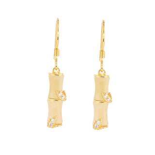 Buddha Gift 925 Sterling Silver Hetian Jade Chrysoberyl Cat Eye Red Agate Bamboo Luck Drop Earrings