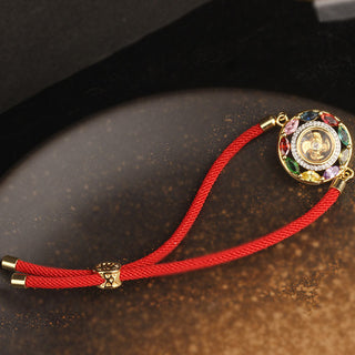 Buddha Gift Colorful Zircon Copper Wealth Luck Rotation Bracelet Necklace Pendant