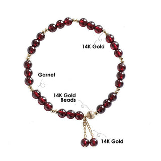 Buddha Gift 14K Gold Natural Garnet Calm Bracelet