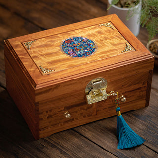 Buddha Gift Antique Handmade Rosewood Jewelry Storage Box Lockable Large Double Layer Flower Wooden Gift Organizer Box