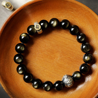 Buddha Gift Chinese Zodiac Natal Buddha Obsidian Purification Bracelet
