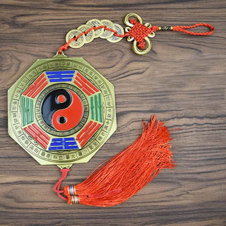 Buddha Gift Feng Shui Bagua Map Five-Emperor Coins Chinese Knotting Harmony Energy Map