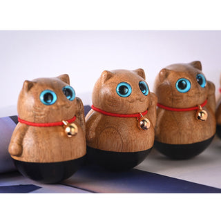 Buddha Gift Mini Lucky Cat Kitten Phoebe Zhennan Wood Blessing Decoration