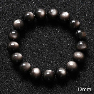 Buddha Gift Natural Silver Sheen Obsidian Soothing Protection Bracelet
