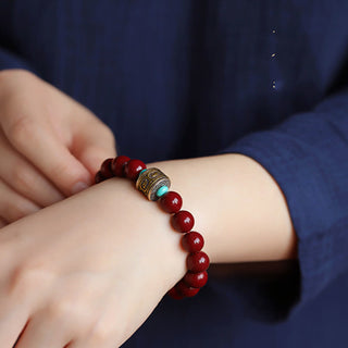 Buddha Gift 925 Sterling Silver Chinese Zodiac Natal Buddha Cinnabar Om Mani Padme Hum Calm Bracelet