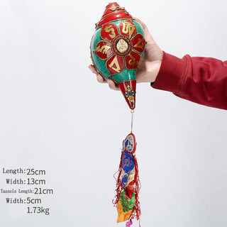 Buddha Gift Tibetan Handmade Shankha Om Mani Padme Hum Buddha Avalokitesvara Turquoise Conch Shell Positive Decoration