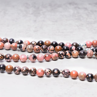 Buddha Gift 108 Mala Beads Rhodonite Lotus Compassion Energy Bracelet