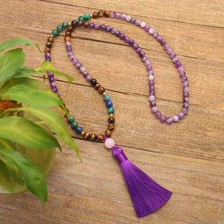 Buddha Gift Tibetan Amethyst Purify Bracelet Mala Set