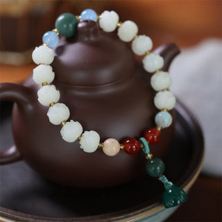 Buddha Gift Bodhi Seed Lotus Bead Carved Peace Harmony Bracelet