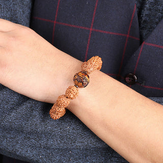 Buddha Gift Tibet Rudraksha Bodhi Seed PiXiu Copper Coin Wealth Luck Bracelet