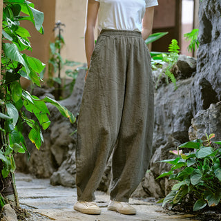 Buddha Gift Solid Color Loose Yoga Harem Pants With Pockets